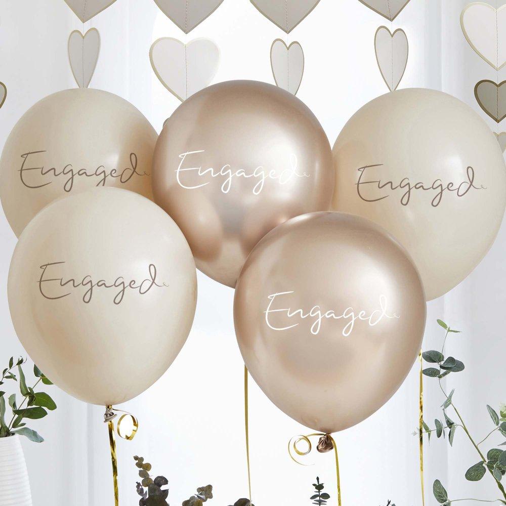 Balloon Pack Latex Engaged 30cm Pk/5 (Helium Not Included)