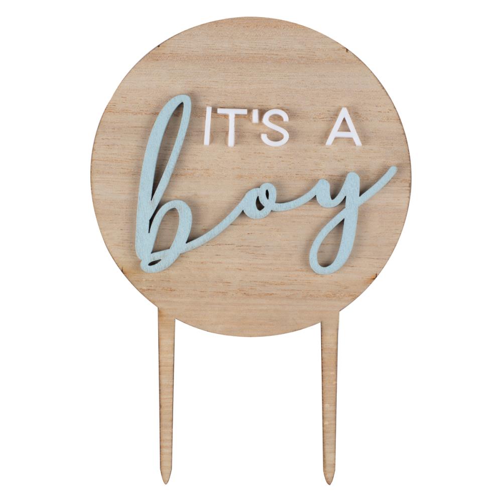 Cake Topper/Decoration Wooden Its A Boy Baby Shower Blue