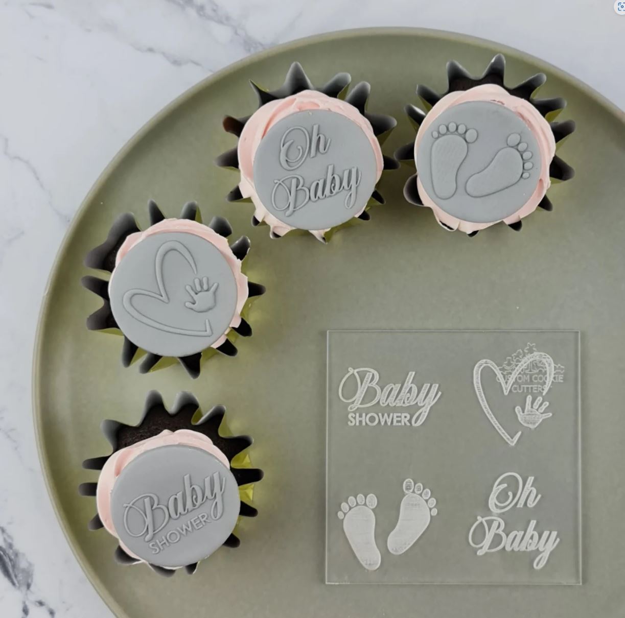Baby Shower Mini Cookie/Biscuit Debosser Cutter