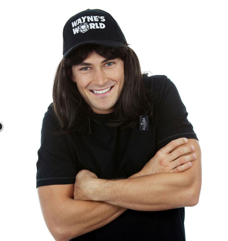 Wig And Cap Set Black Fringe Long