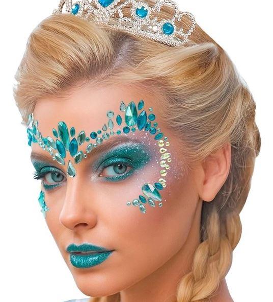 Face Jewels Blue & Diamonds Ice Princess/Fairy/Queen Adhesive Costume