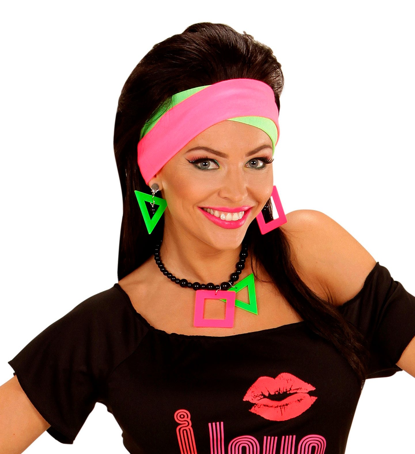 Necklace and Earring Set 1980s Neon Geometric Style
