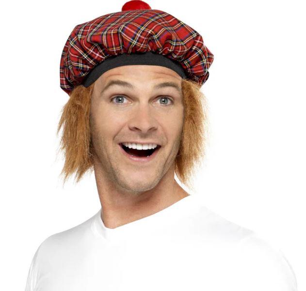 Tartan Hat Little Jimmy Scottish Tam-O-Shanter Red Plaid With Pom Pom