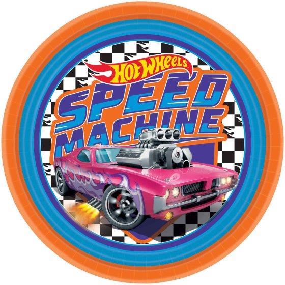 Hot Wheels Car Racing Plates Large Paper 23cm NPC Pk/8
