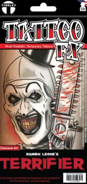 Temporary Tattoo Fx Art The Clown The Terrifer Chainsaw Art Halloween