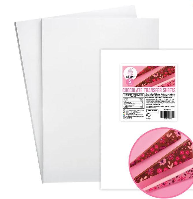 Edible Chocolate/Isomalt/Meringue Transfer Sheets (Cocoa Butter) Pk/5
