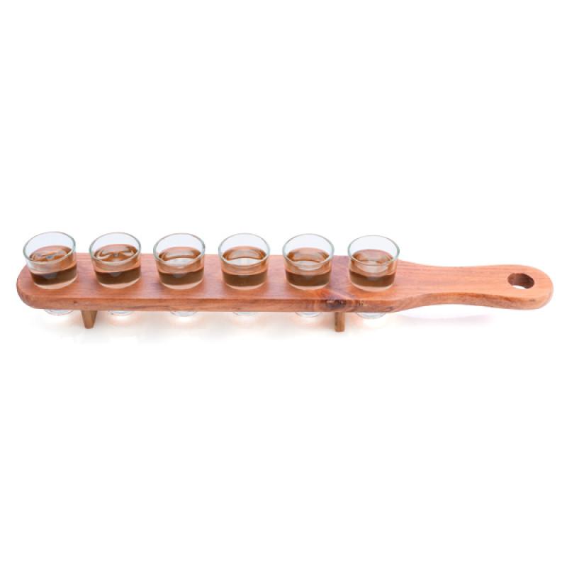Drinking Game Paddle Shot Glasses Serving Set With 6 Shot Glasses