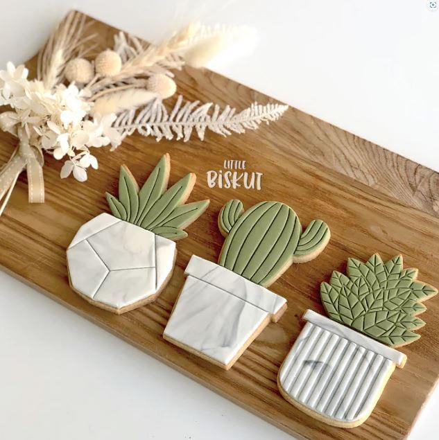 Pot Plant Full Set Cookie/Biscuit Cutter & Embosser 12 Piece Set