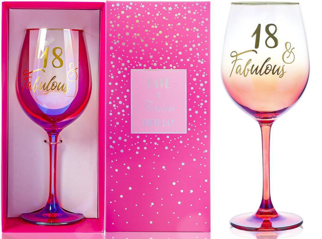 Gift Stemmed Wine Glass 18th & Fabulous Birthday Shimmy