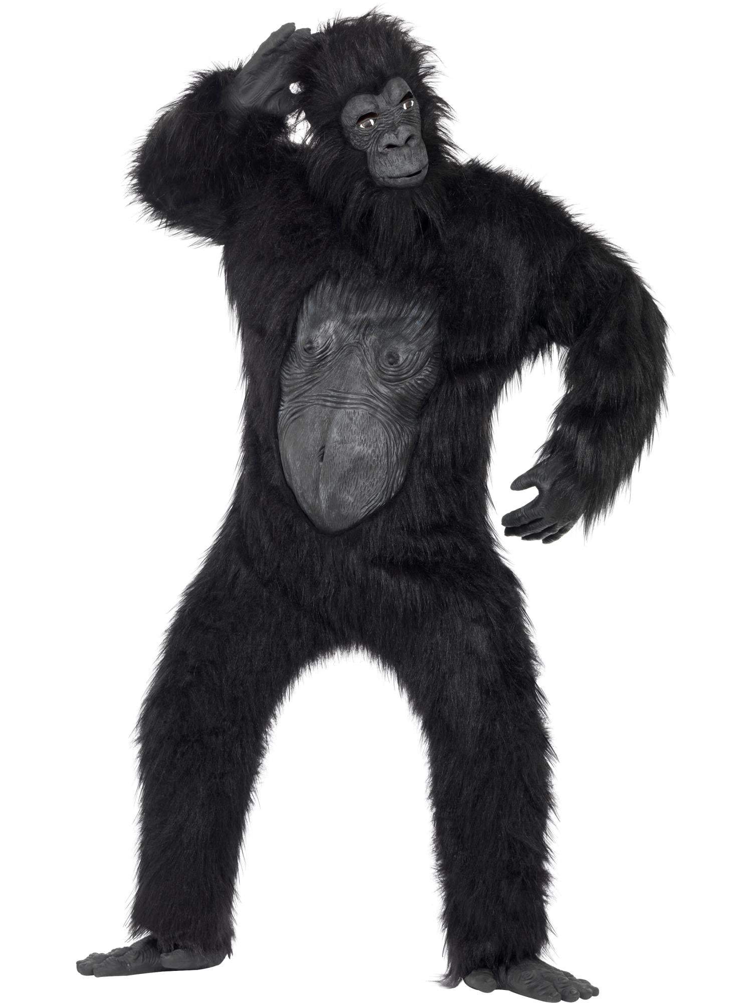 Costume Gorilla Black One Size W/ Mask, Hands And Feet Deluxe