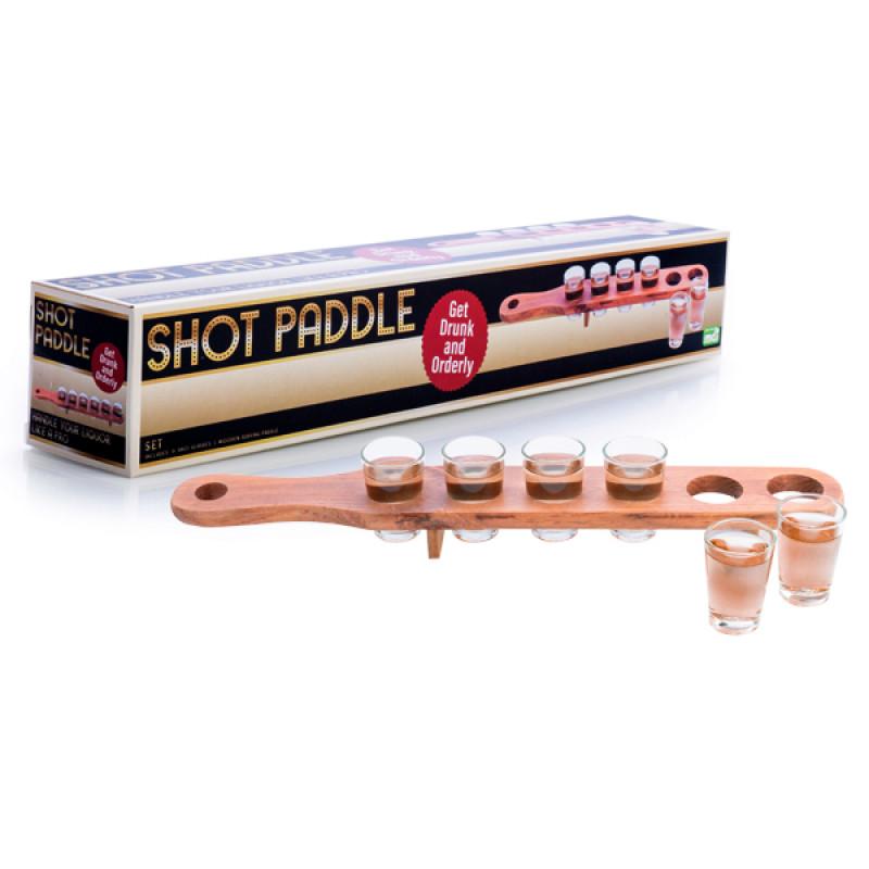 Drinking Game Paddle Shot Glasses Serving Set With 6 Shot Glasses