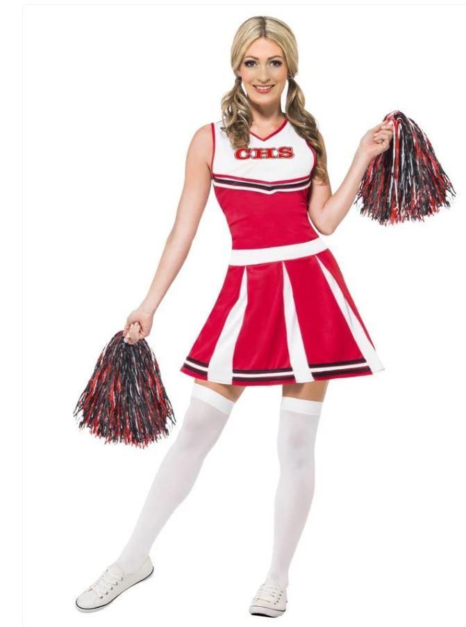 Costume Adult Cheerleader Red & White