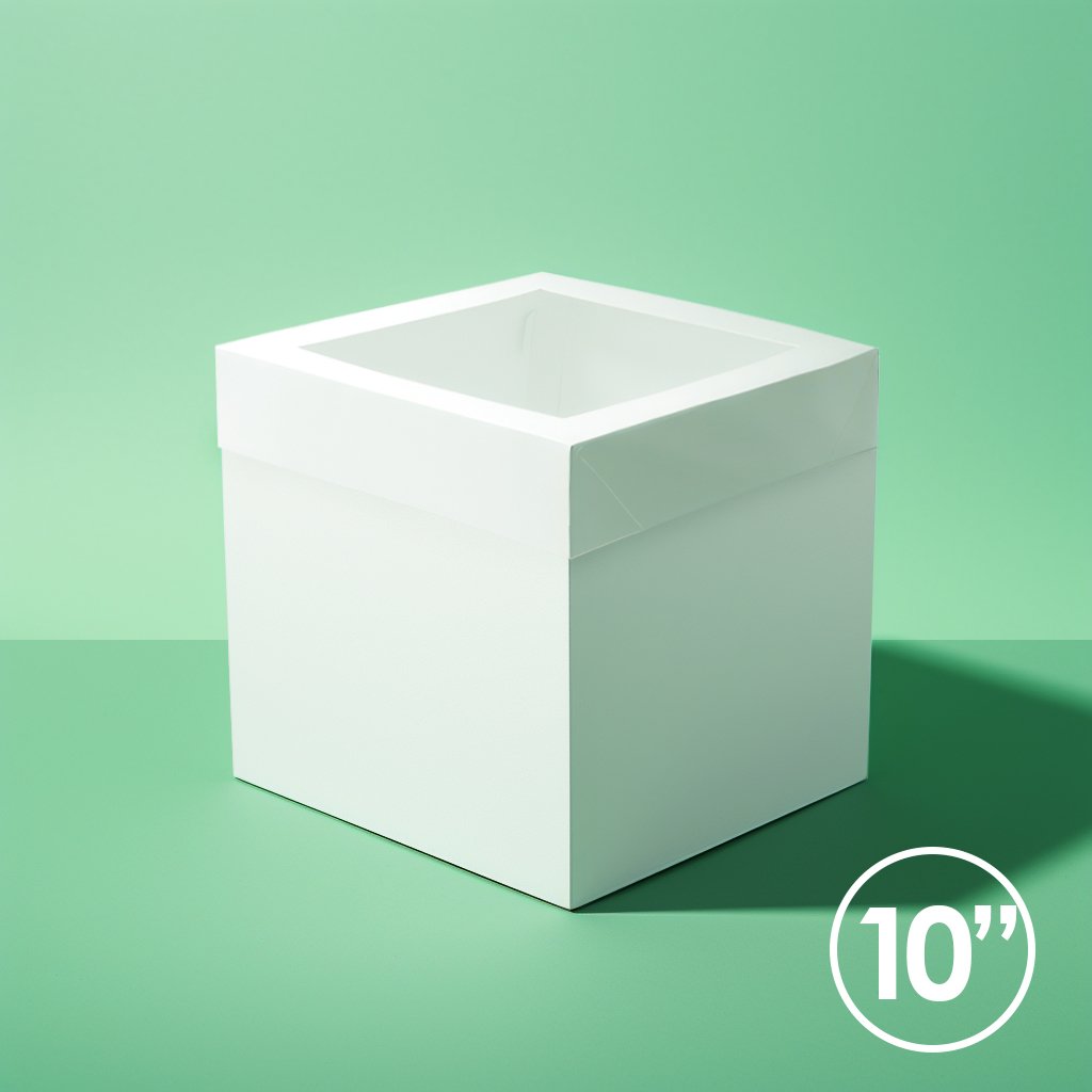 Cake Box & Clear Lid 10x10x10 Inch 25x25x25cm - Bulk Ctn 50