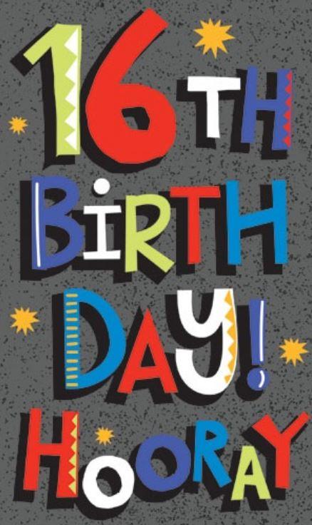 Greeting Card Happy 16th Birthday Bright