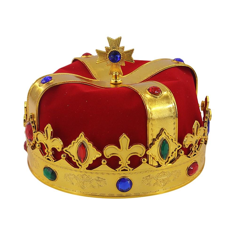 Costume Royal King/Queen Crown Plush Red Deluxe