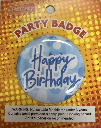 Badge Happy Birthday Blue 6cm