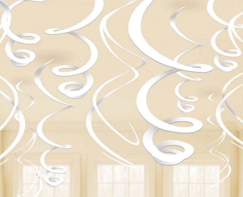Hanging Decorations Swirls White 55.8cm Pk/12