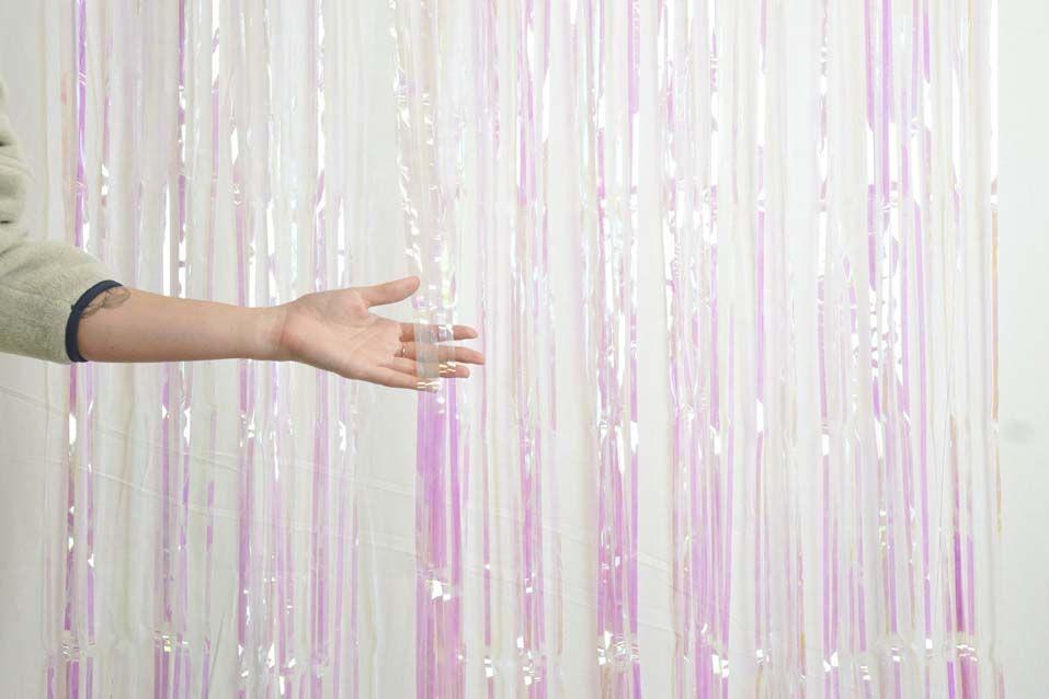 Curtain Iridescent White/Pink Mylar Extra Large 1m X 2.4m