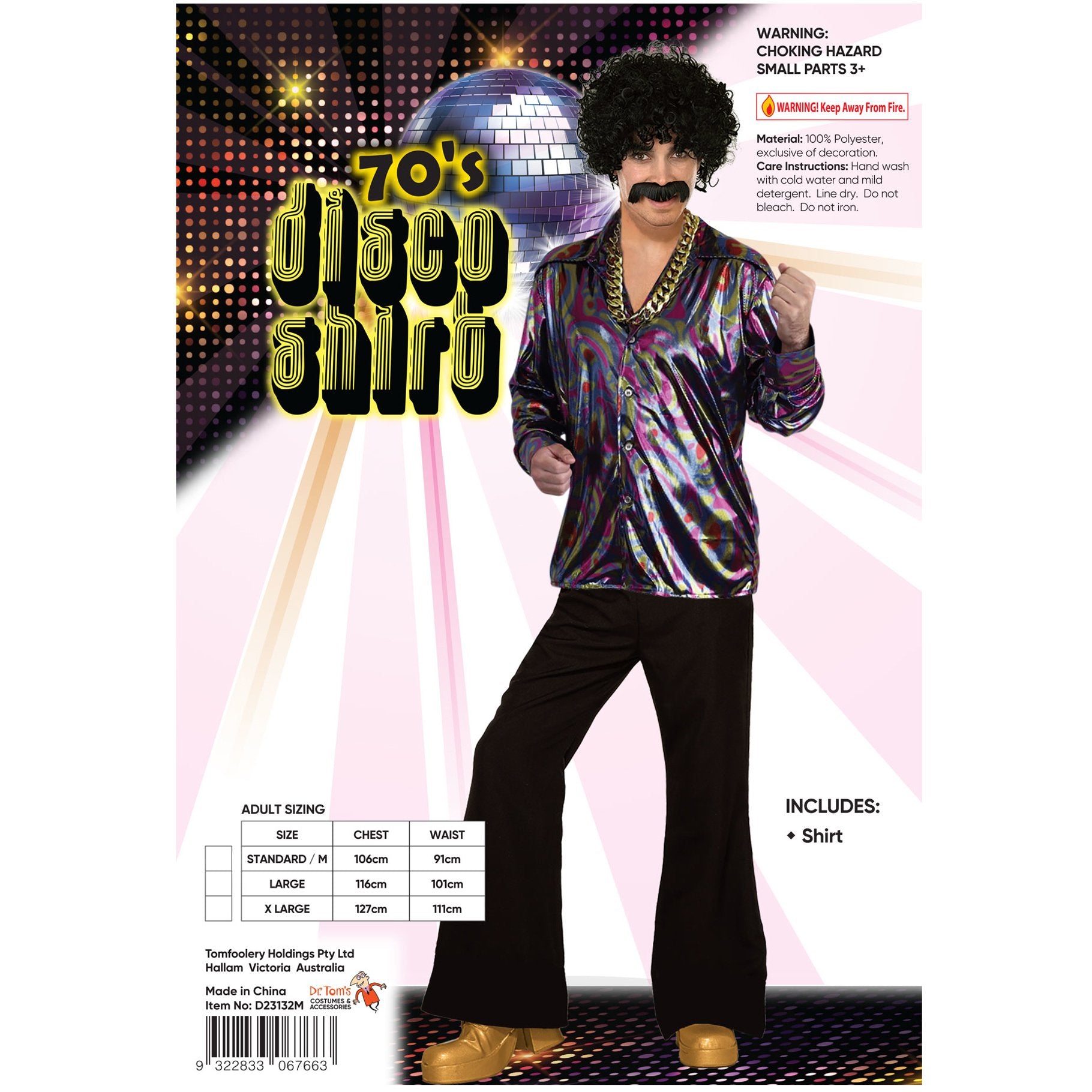 Costume Adult Male Groovy Disco Shirt 1970s