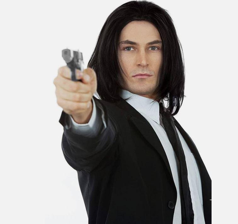 Wig Black Long Bob Assassin Wick Vincent Vega Pulp Severus Snape Fiction