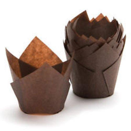 Baking Cups/Cases Tulip Muffin Wrap Chocolate Brown Paper Pk/250 60mm Base
