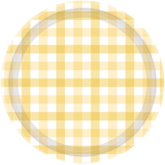 Paper Plates Gingham Check 17cm Pastel Yellow Pk 8