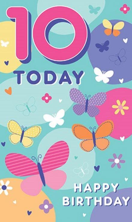 Greeting Card Happy 10th Birthday Butterflies