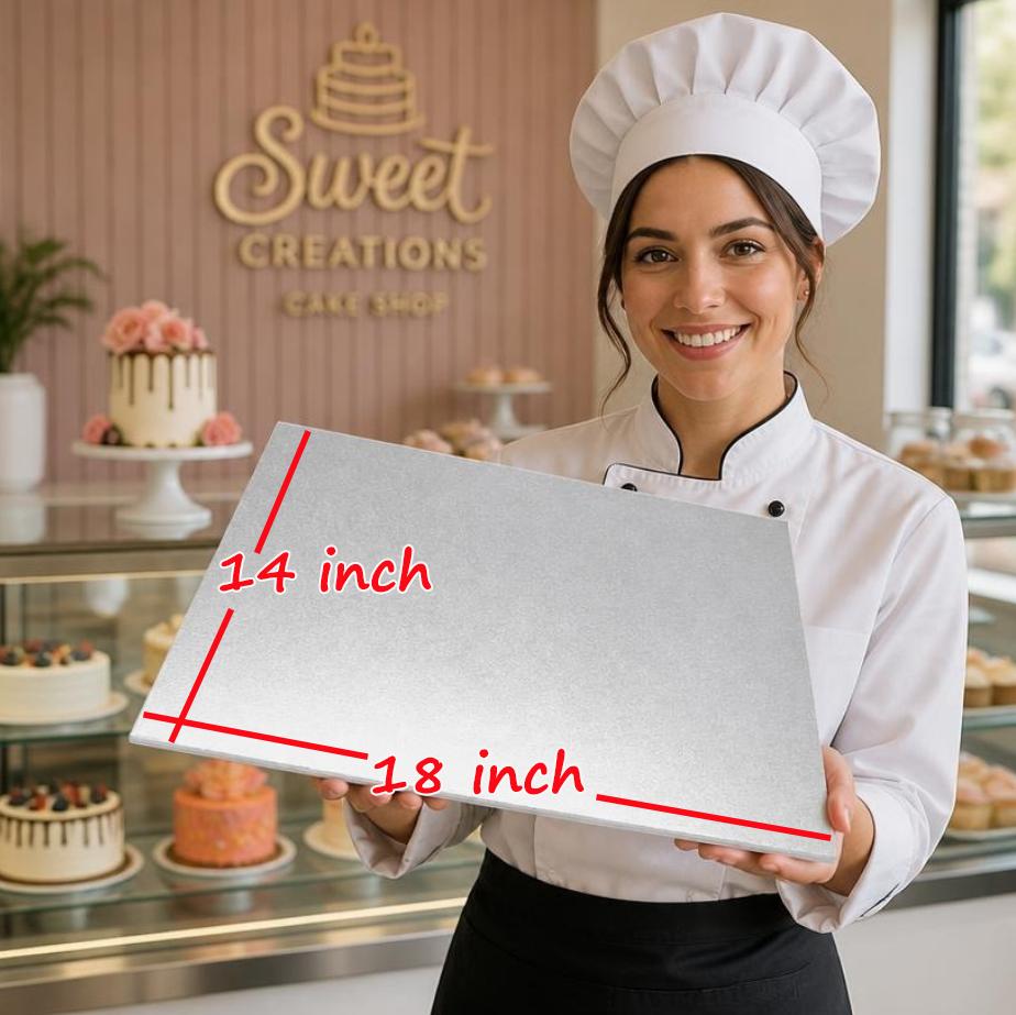 Cake Board MDF Rectangle Silver 6mm 18 X 14 Inch