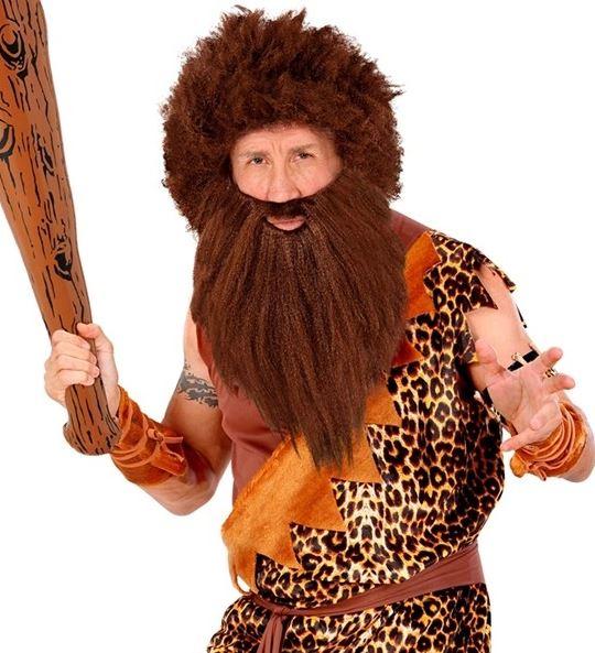 Wig and Beard Brown Prehistoric Caveman Costume Accessory