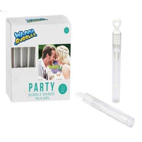 Bubbles Married/Wedding White/Clear With Heart Wand Carton of 40 (4.5ml)