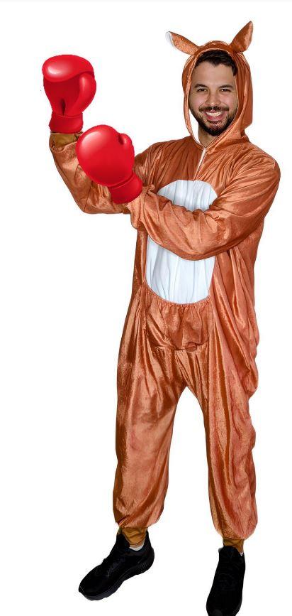 Costume Adult Boxing Australian Kangaroo Animal Jumpsuit with Pouch Large
