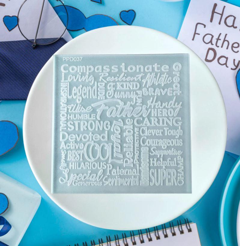 Fathers Day Text Collage Pattern Cookie/Biscuit Debosser Cutter