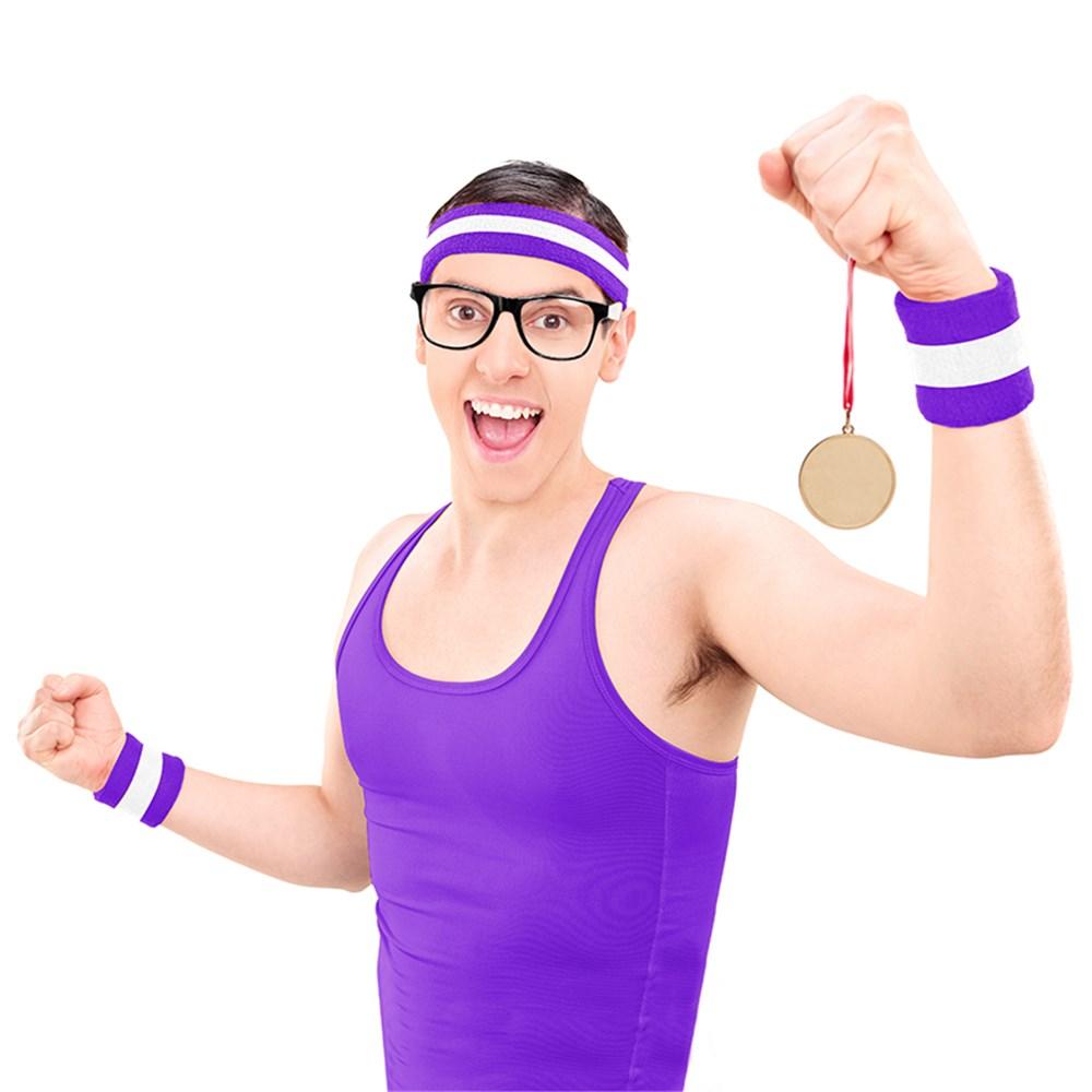 Purple Team Spirit Headband & 2pk Wristband Sweatbands