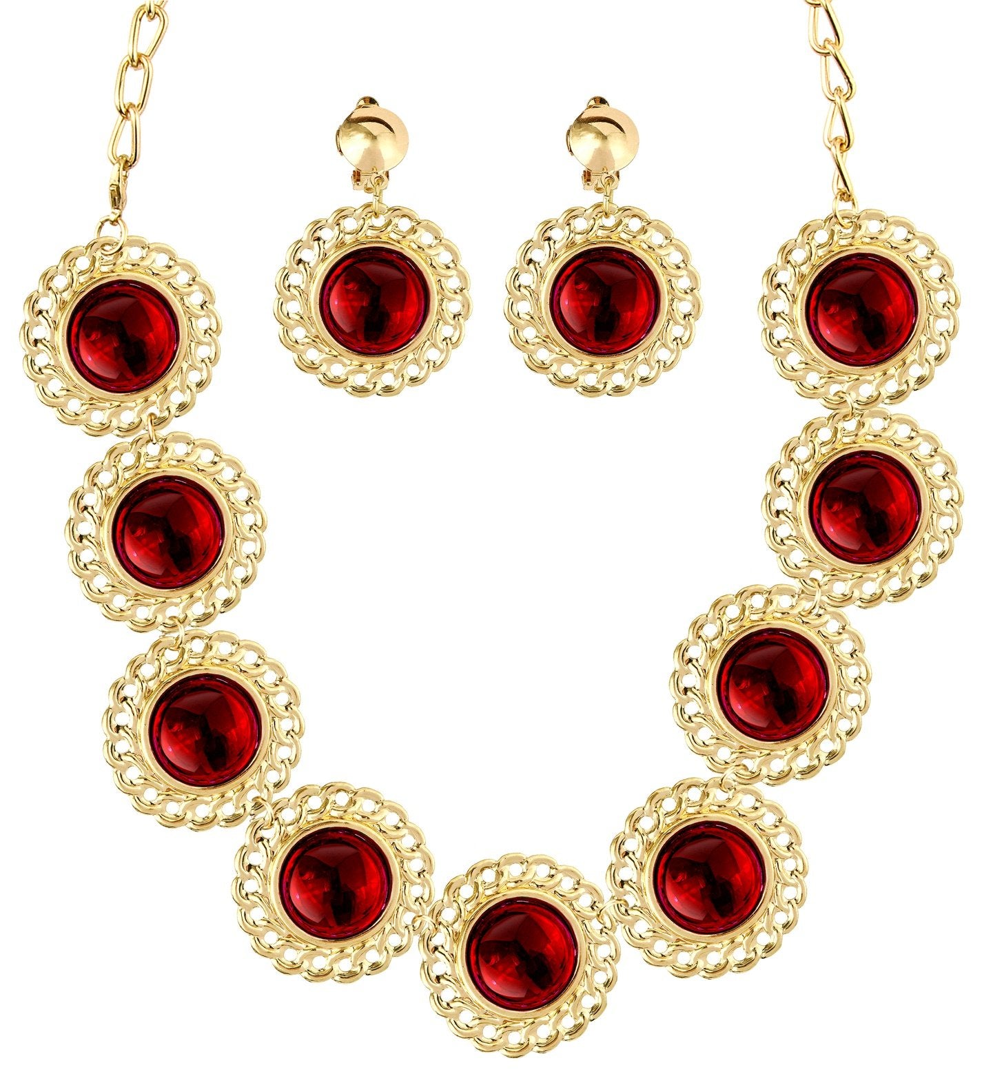 Costume Jewels Renaissance/Medieval Royalty Queen Set With Red Gems