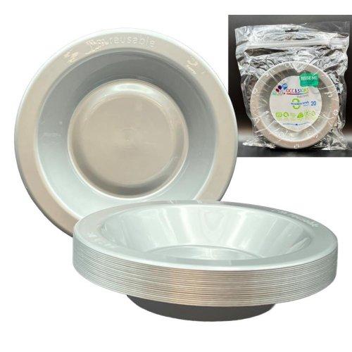 Bowls 18cm Silver Plastic Pk/20