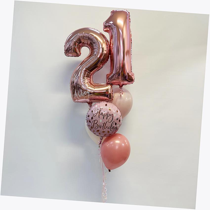 Balloon Bouquet Foil 66cm Numbers With Custom Vinyl Sticker Name