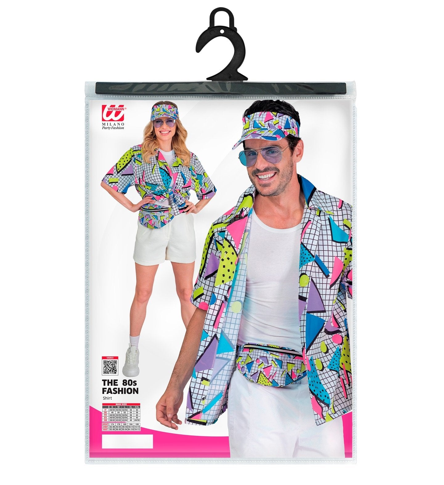 Costume Adult Funky Shirt Geometric White 1980s