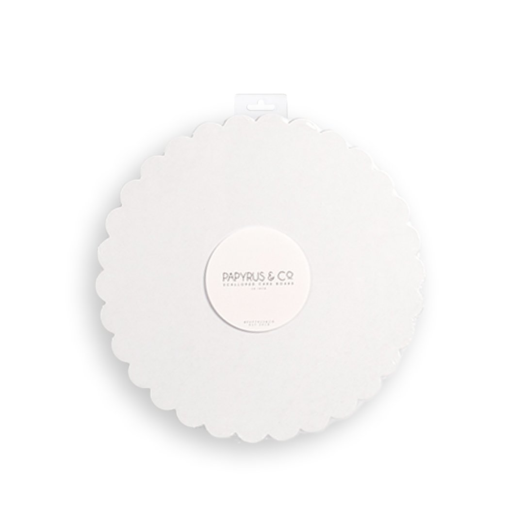 Cake Board Cardboard Round White 10 Inch Scalloped Edge 3mm Thick