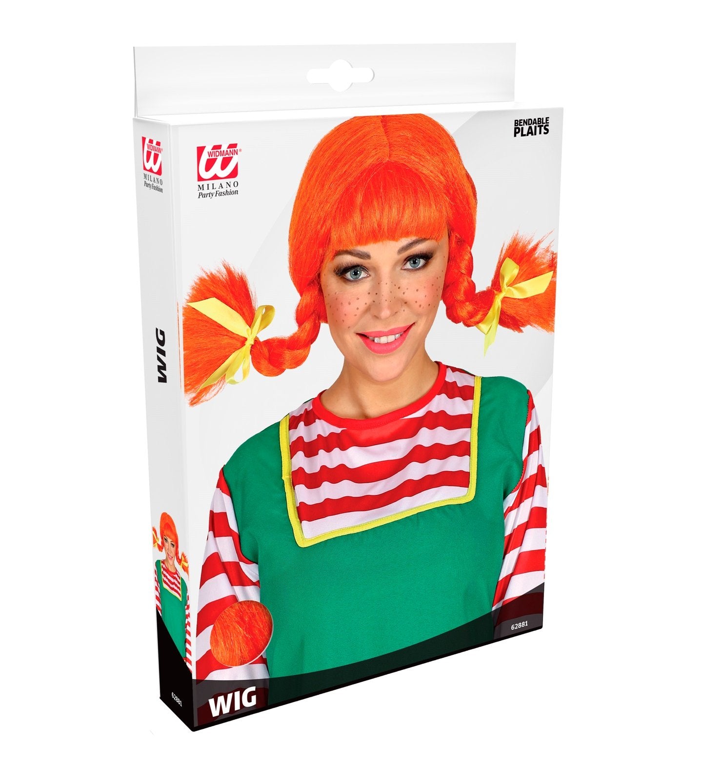 Wig Pippi Orange With Bendable Plaits