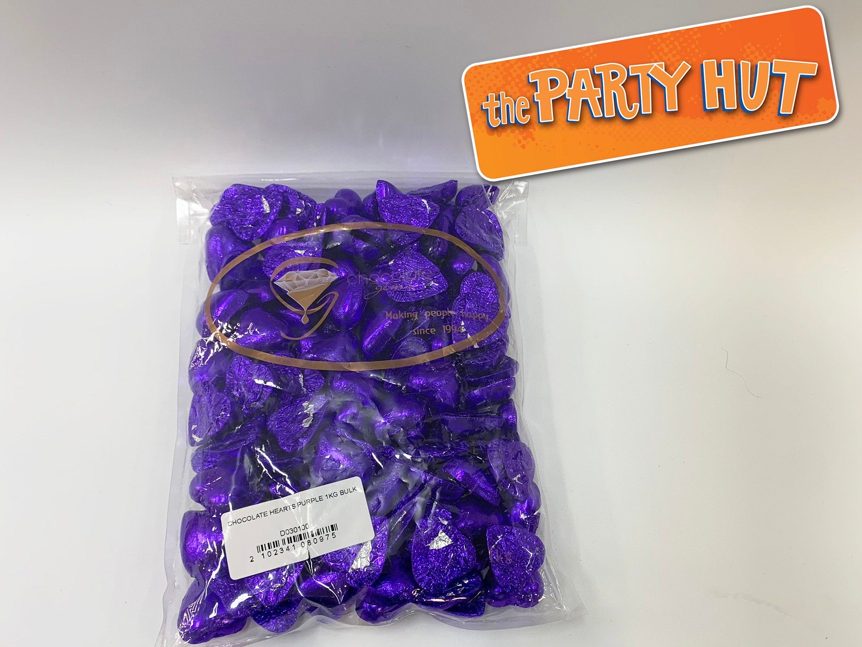 Chocolate Hearts Purple 1kg Bulk