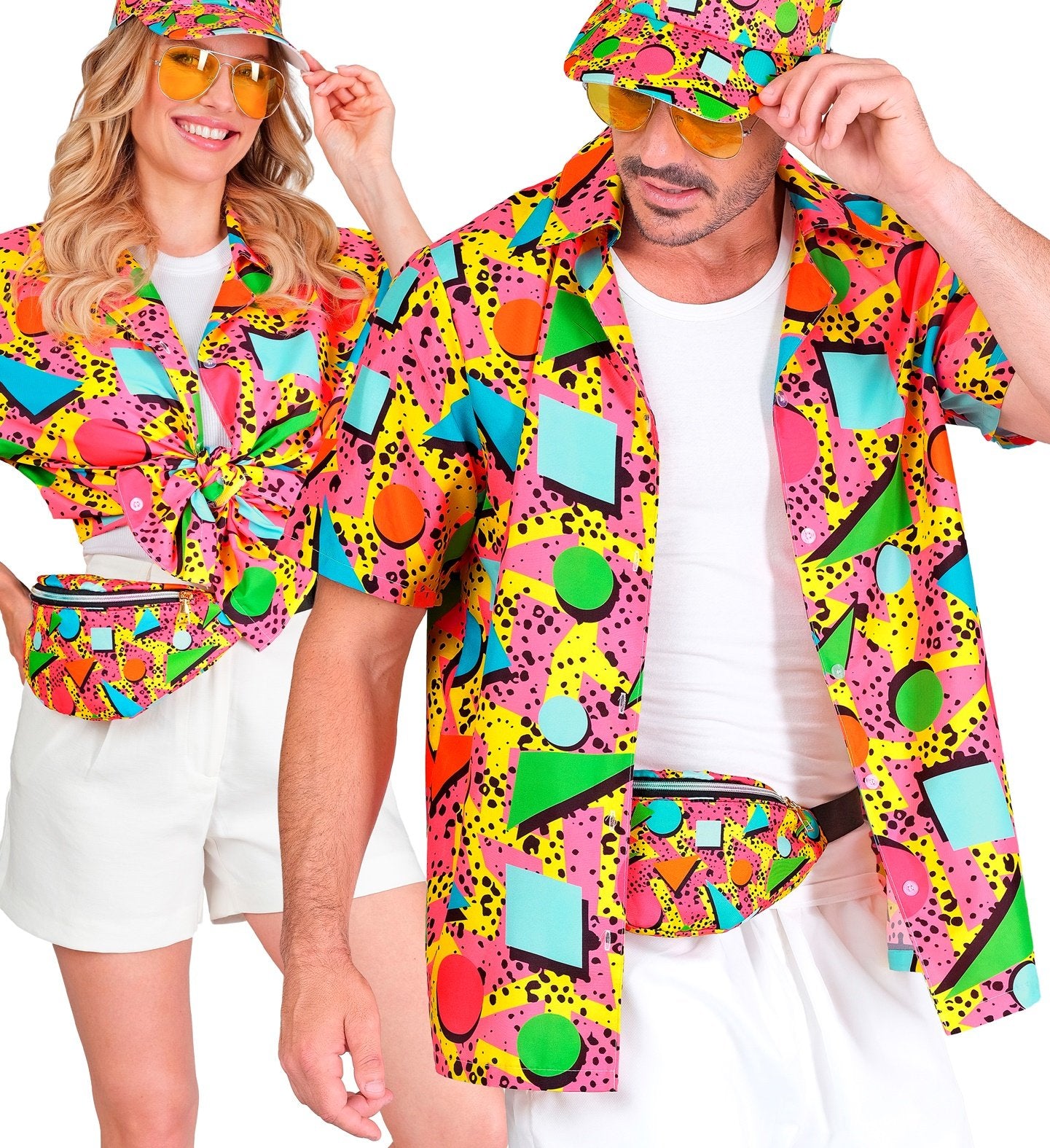 Costume Adult Funky Shirt Geometric Pink 1980s