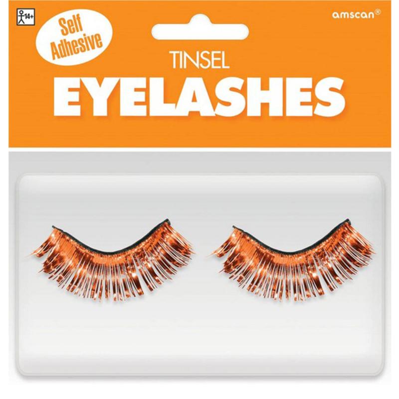 Eyelashes Tinsel Orange False Self Adhesive 1980s