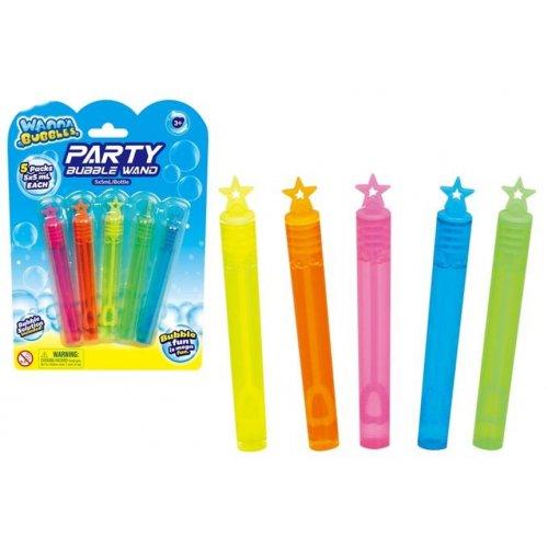Value Party Favours Novelty Toy Bubble Wand Mini Neon 5ml Pk/5