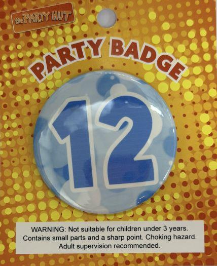 Badge Twelfth Birthday Blue 6cm