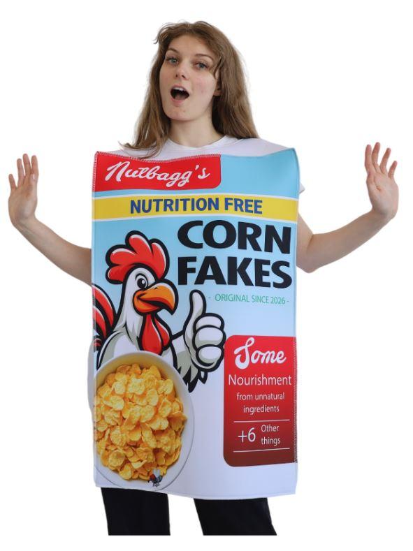 Costume Adult Food Nuttbags Corn Fakes Cereal Box One Size Fits Most