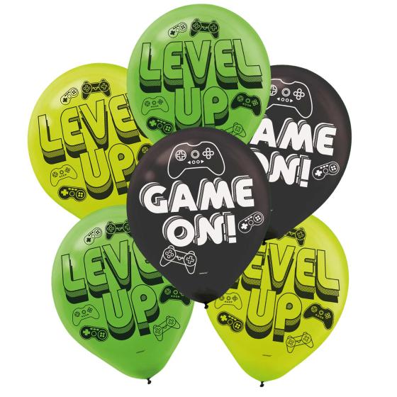 Level Up Game On 30cm Latex Balloons Pk 6
