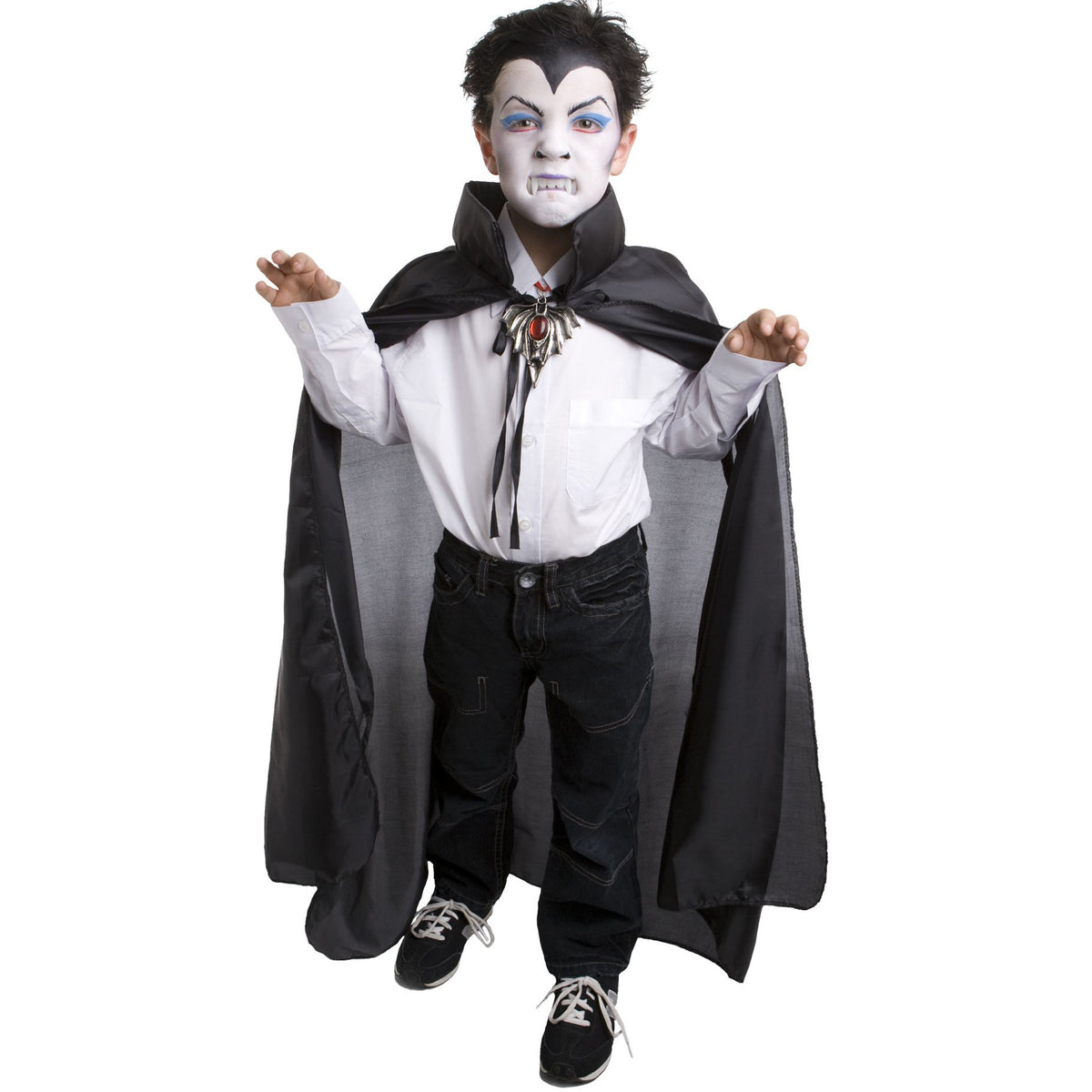 Cape Child Long Black With Stand Up Collar Vampire/Dracula