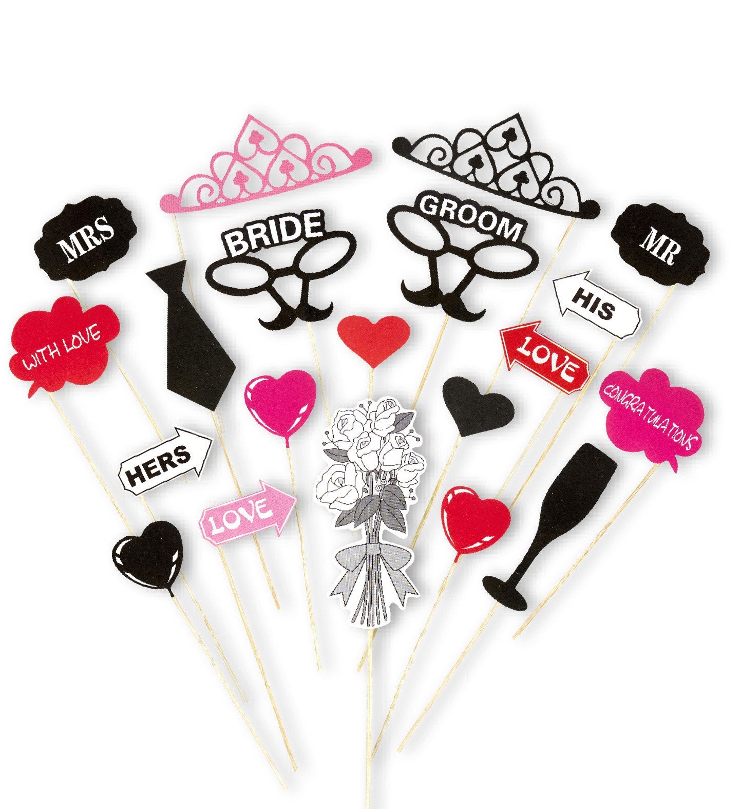 Games Wedding Photo Props Bride & Groom Hens Bridal Shower Pk/20