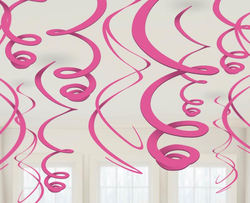 Hanging Decoration Swirls Pink 55.8cm Pk/12