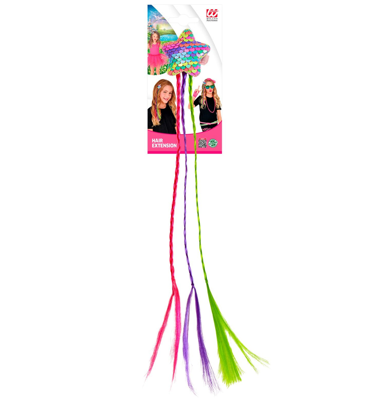 Hair Extension Braid 3 Colour Sequin Star Holographic Unicorn/1980s/Fairy
